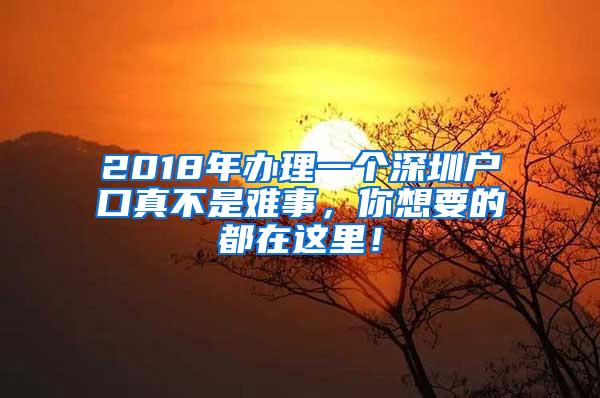 2018年办理一个深圳户口真不是难事，你想要的都在这里！