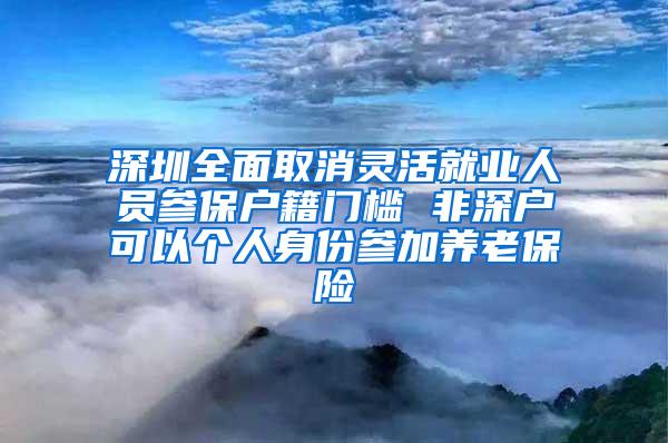 深圳全面取消灵活就业人员参保户籍门槛 非深户可以个人身份参加养老保险