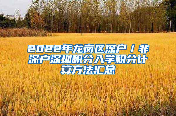 2022年龙岗区深户／非深户深圳积分入学积分计算方法汇总