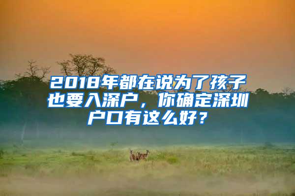 2018年都在说为了孩子也要入深户，你确定深圳户口有这么好？