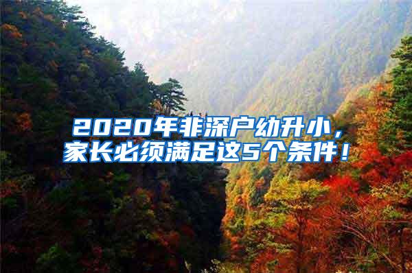 2020年非深户幼升小，家长必须满足这5个条件！