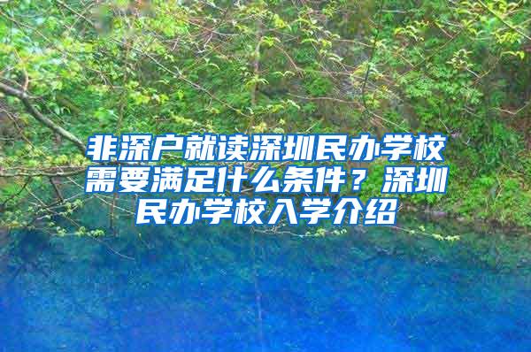 非深户就读深圳民办学校需要满足什么条件？深圳民办学校入学介绍