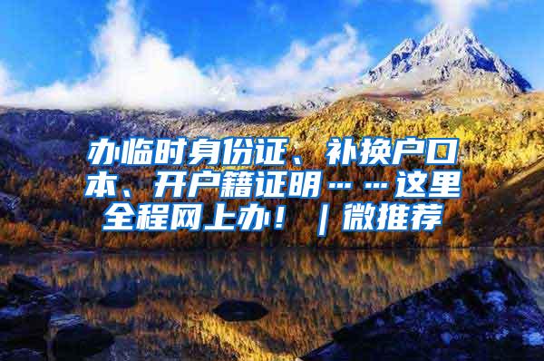 办临时身份证、补换户口本、开户籍证明……这里全程网上办！｜微推荐