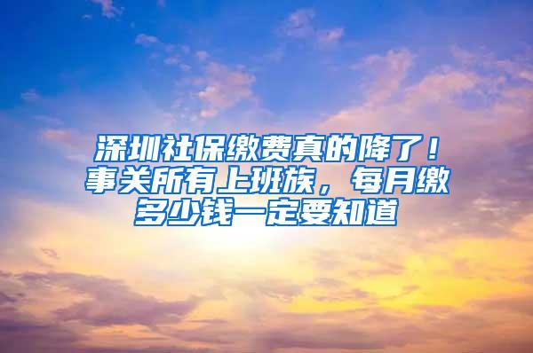 深圳社保缴费真的降了！事关所有上班族，每月缴多少钱一定要知道