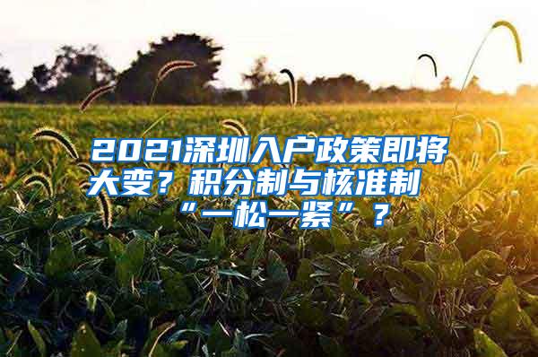 2021深圳入户政策即将大变？积分制与核准制“一松一紧”？