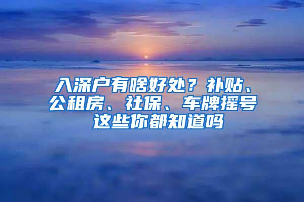 入深户有啥好处？补贴、公租房、社保、车牌摇号 这些你都知道吗