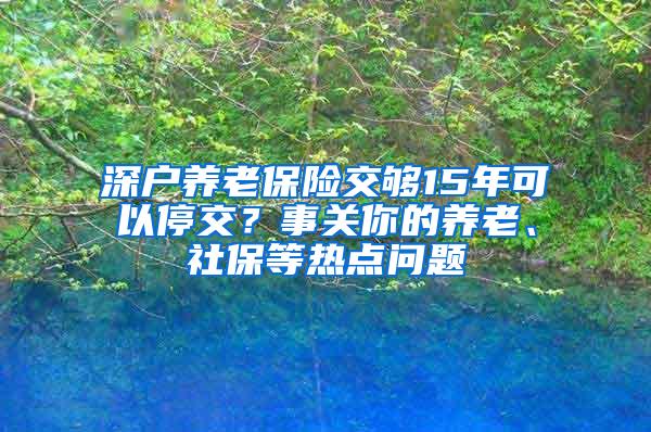 深户养老保险交够15年可以停交？事关你的养老、社保等热点问题