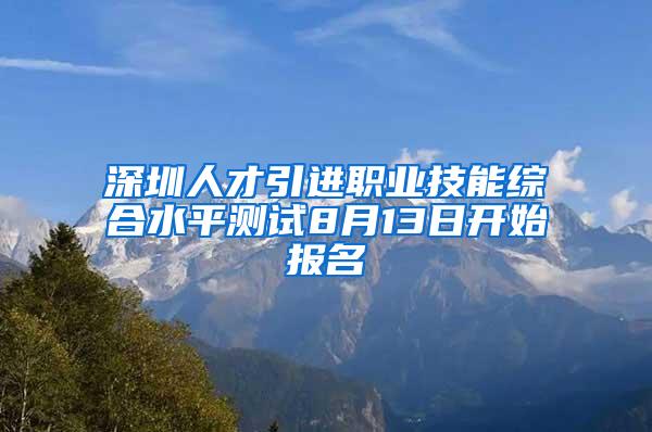 深圳人才引进职业技能综合水平测试8月13日开始报名