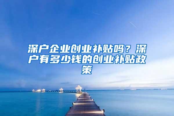 深户企业创业补贴吗？深户有多少钱的创业补贴政策