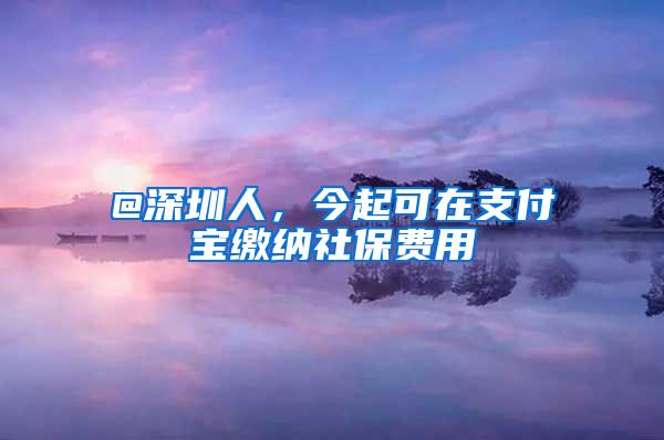 @深圳人，今起可在支付宝缴纳社保费用