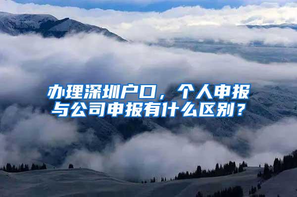 办理深圳户口，个人申报与公司申报有什么区别？