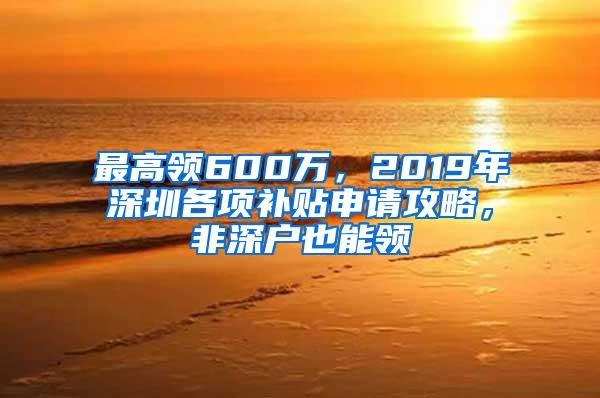 最高领600万，2019年深圳各项补贴申请攻略，非深户也能领