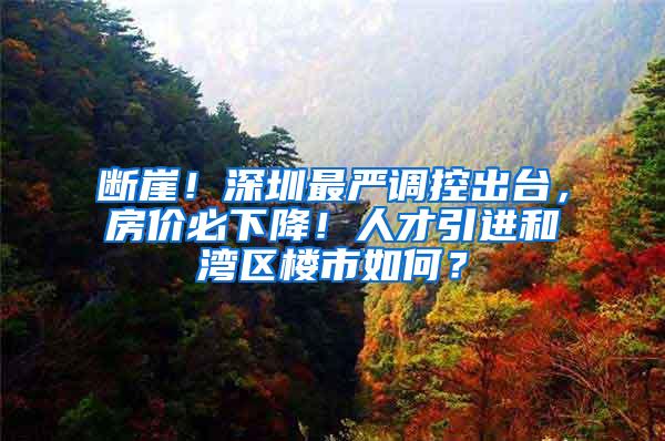 断崖！深圳最严调控出台，房价必下降！人才引进和湾区楼市如何？