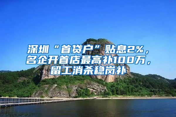 深圳“首贷户”贴息2%，名企开首店最高补100万，留工消杀稳岗补