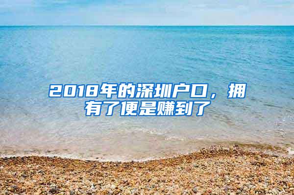 2018年的深圳户口，拥有了便是赚到了