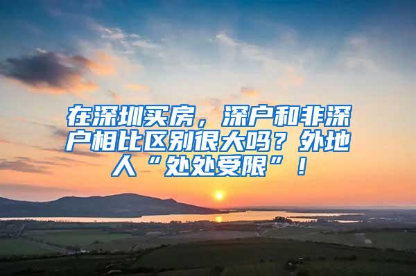 在深圳买房，深户和非深户相比区别很大吗？外地人“处处受限”！