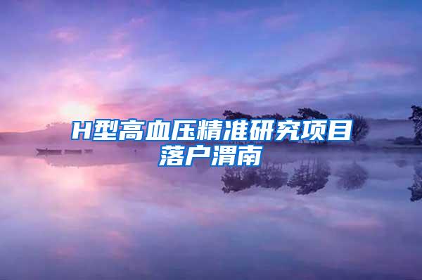 H型高血压精准研究项目落户渭南