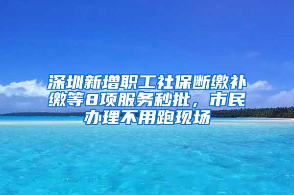 深圳新增职工社保断缴补缴等8项服务秒批，市民办理不用跑现场