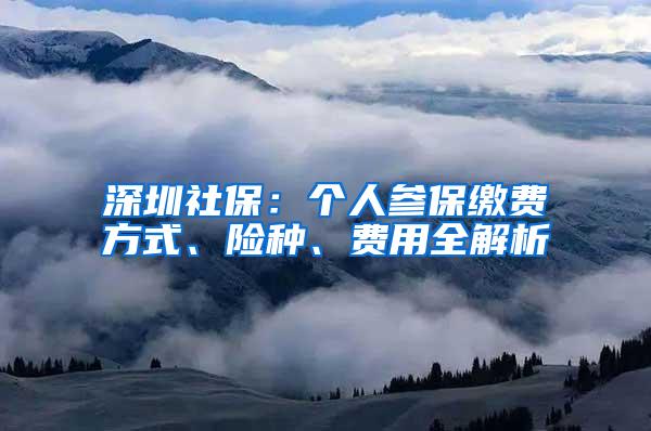 深圳社保：个人参保缴费方式、险种、费用全解析