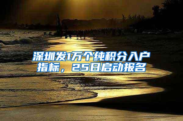 深圳发1万个纯积分入户指标，25日启动报名