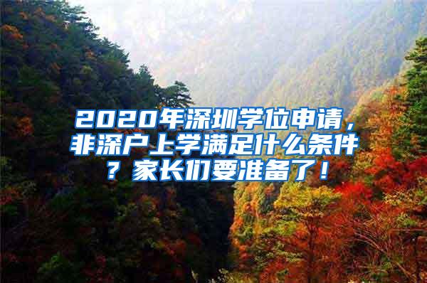 2020年深圳学位申请，非深户上学满足什么条件？家长们要准备了！