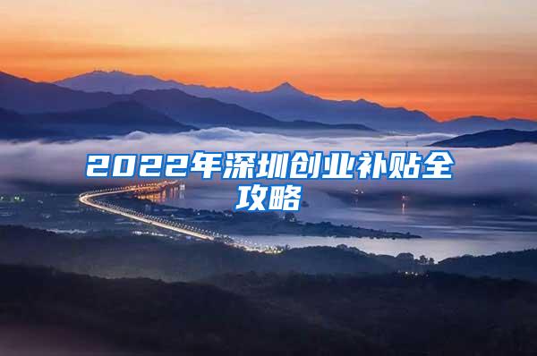 2022年深圳创业补贴全攻略