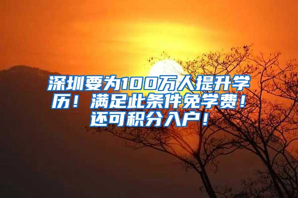 深圳要为100万人提升学历！满足此条件免学费！还可积分入户！