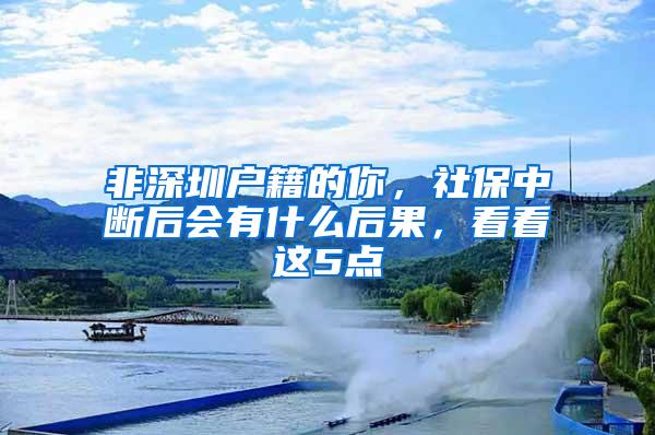 非深圳户籍的你，社保中断后会有什么后果，看看这5点