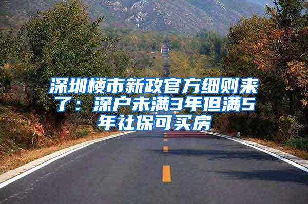 深圳楼市新政官方细则来了：深户未满3年但满5年社保可买房