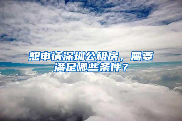 想申请深圳公租房，需要满足哪些条件？