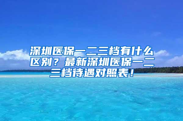 深圳医保一二三档有什么区别？最新深圳医保一二三档待遇对照表！