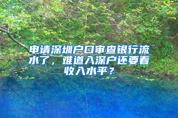 申请深圳户口审查银行流水了，难道入深户还要看收入水平？