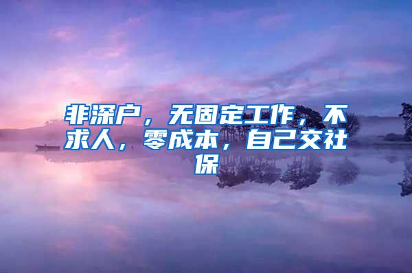 非深户，无固定工作，不求人，零成本，自己交社保