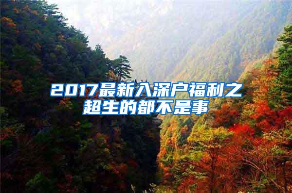 2017最新入深户福利之超生的都不是事