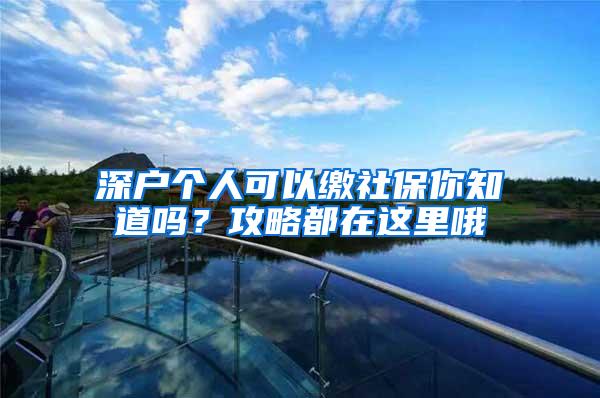 深户个人可以缴社保你知道吗？攻略都在这里哦