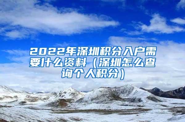 2022年深圳积分入户需要什么资料（深圳怎么查询个人积分）