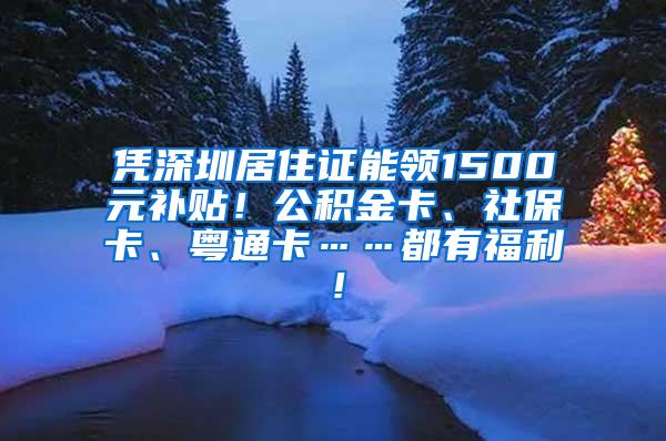 凭深圳居住证能领1500元补贴！公积金卡、社保卡、粤通卡……都有福利！