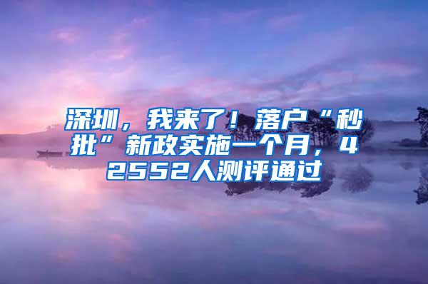 深圳，我来了！落户“秒批”新政实施一个月，42552人测评通过