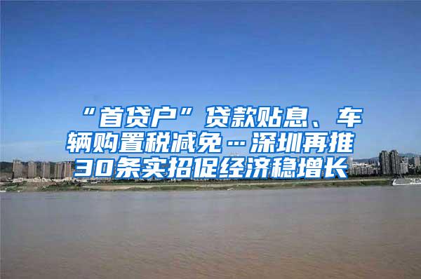 “首贷户”贷款贴息、车辆购置税减免…深圳再推30条实招促经济稳增长