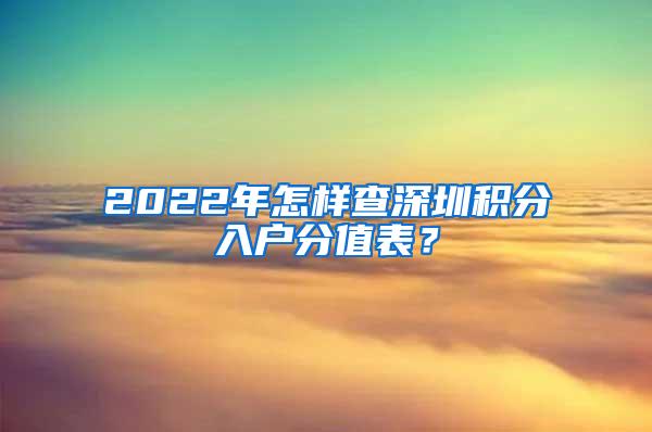 2022年怎样查深圳积分入户分值表？