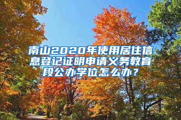 南山2020年使用居住信息登记证明申请义务教育段公办学位怎么办？