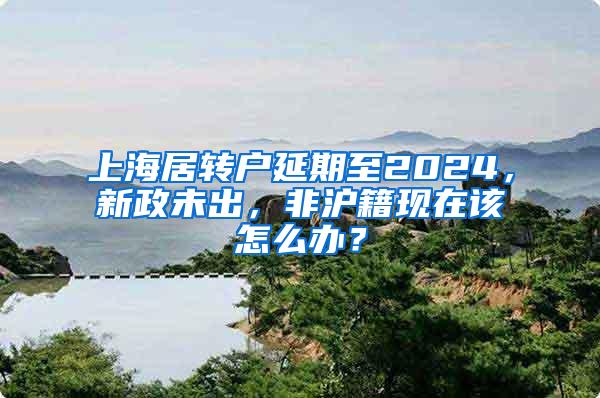 上海居转户延期至2024，新政未出，非沪籍现在该怎么办？