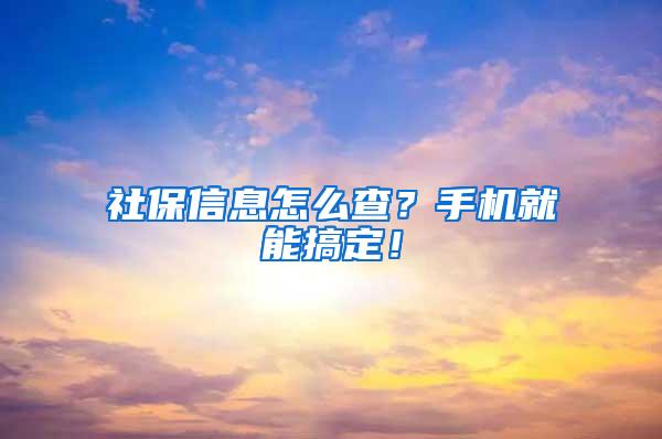 社保信息怎么查？手机就能搞定！