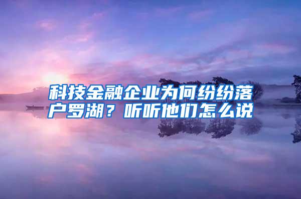 科技金融企业为何纷纷落户罗湖？听听他们怎么说