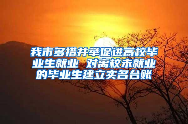 我市多措并举促进高校毕业生就业 对离校未就业的毕业生建立实名台账