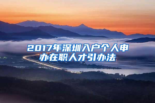 2017年深圳入户个人申办在职人才引办法