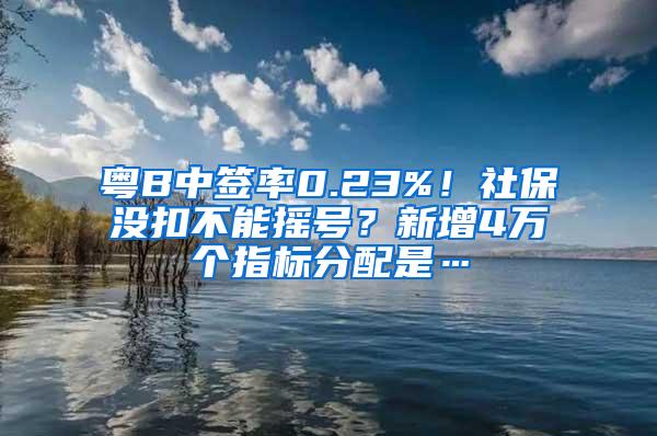 粤B中签率0.23%！社保没扣不能摇号？新增4万个指标分配是…