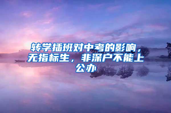 转学插班对中考的影响，无指标生，非深户不能上公办