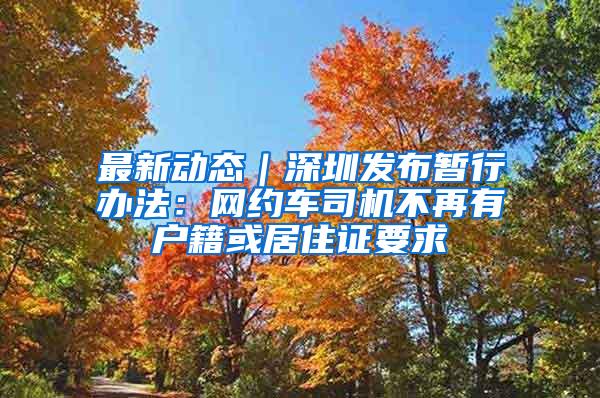 最新动态｜深圳发布暂行办法：网约车司机不再有户籍或居住证要求