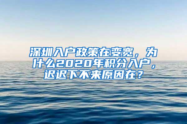 深圳入户政策在变宽，为什么2020年积分入户，迟迟下不来原因在？